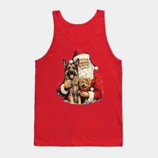 Merry Christmas Retro Santa Claus German Shepherd Puppy Tank Top